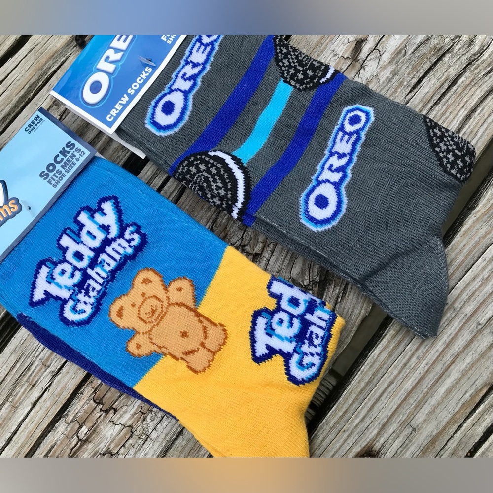 2/$10 NEW Mens Licensed OREO Cookie TEDDY GRAHAM Crackers Socks Gift Advertising - Picture 2 of 4